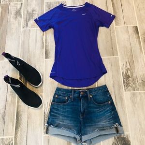 Purple short sleeve workout top